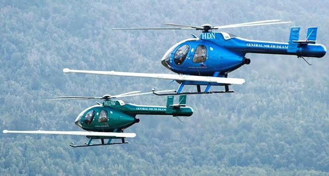 Both helicopters used on NZ Crown Minerals Survey